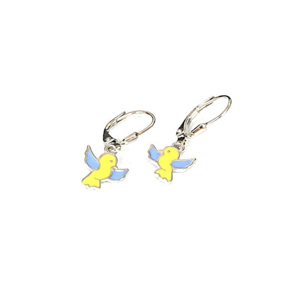 Sterling Silver Kids Earrings – Bird Charm Design