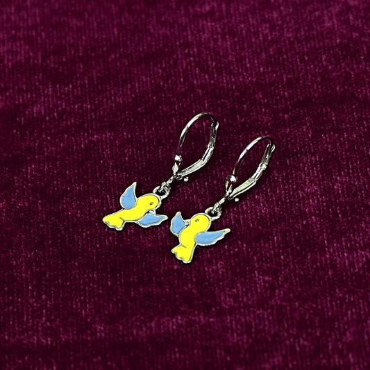 Sterling Silver Kids Earrings – Bird Charm Design