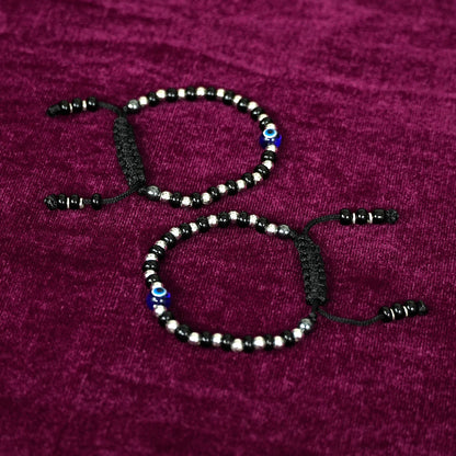 Sterling Silver Kids Bracelet Pair – Evil Eye Beaded Design