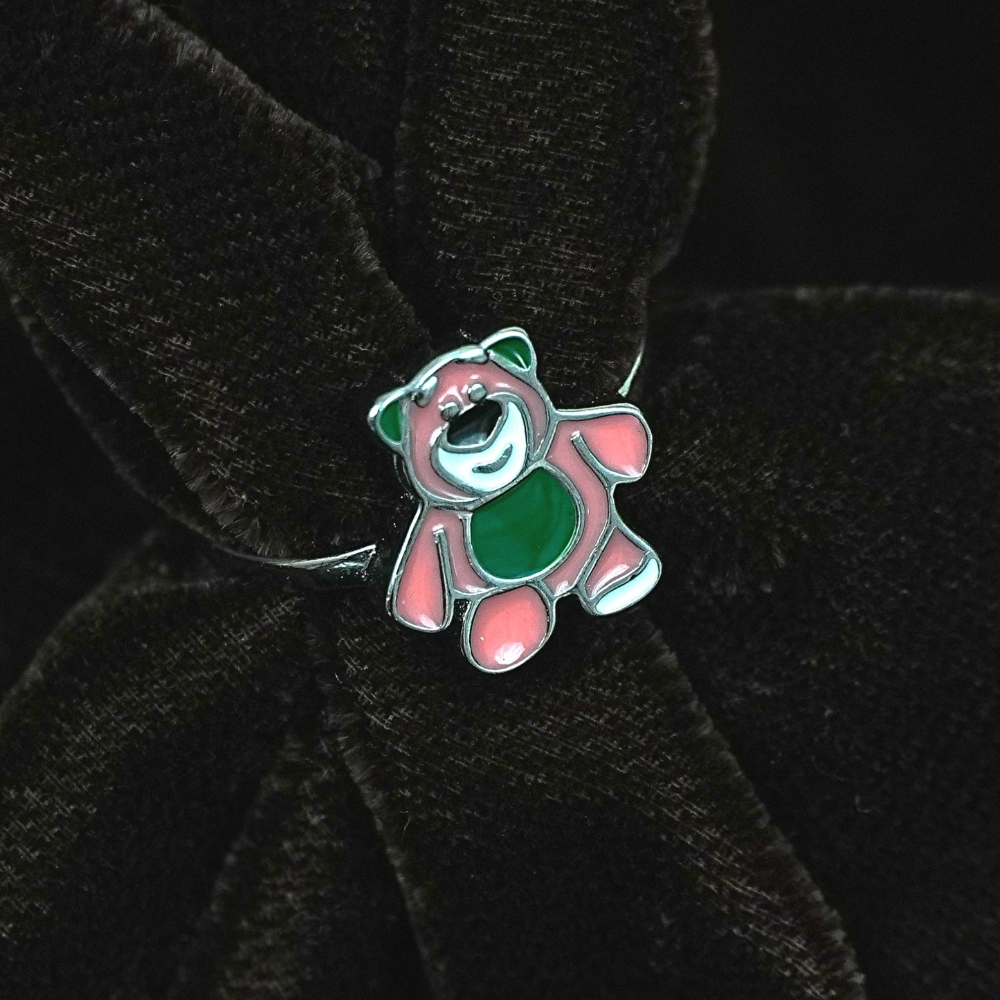 Pink Teddy Cartoon Ring – Kids Collection