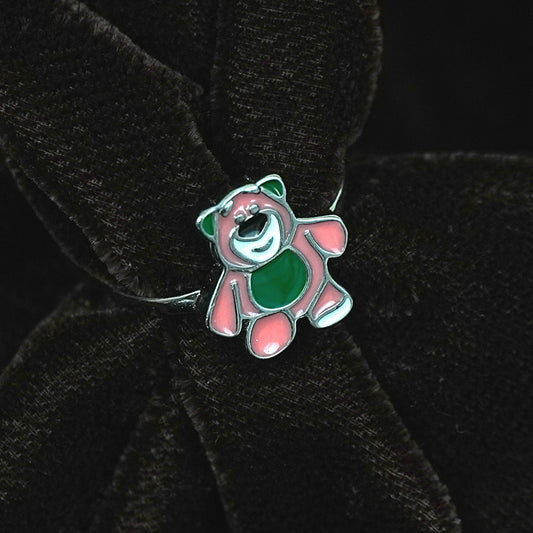 Pink Teddy Cartoon Ring – Kids Collection