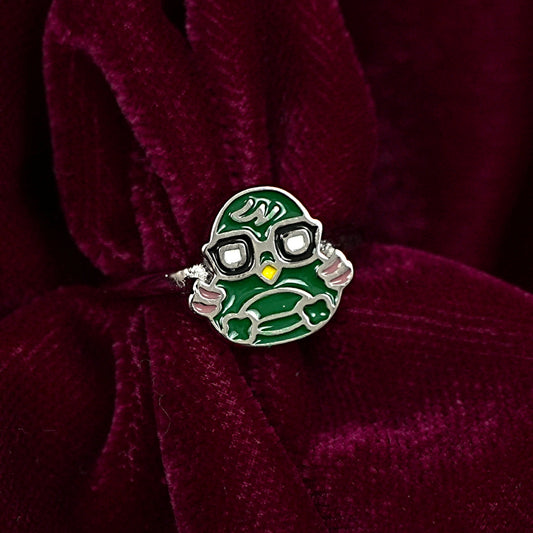 Quirky Green Bird Cartoon Ring – Kids Collection