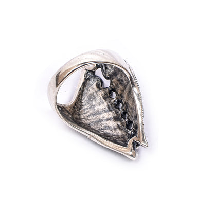 Women’s Silver Ring – Fan Motif with Marcasite Accents (Size 14)