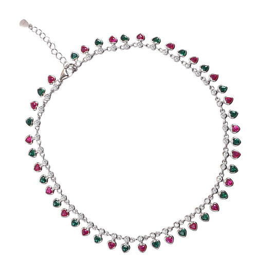 💖 Heart Gemstone Anklet