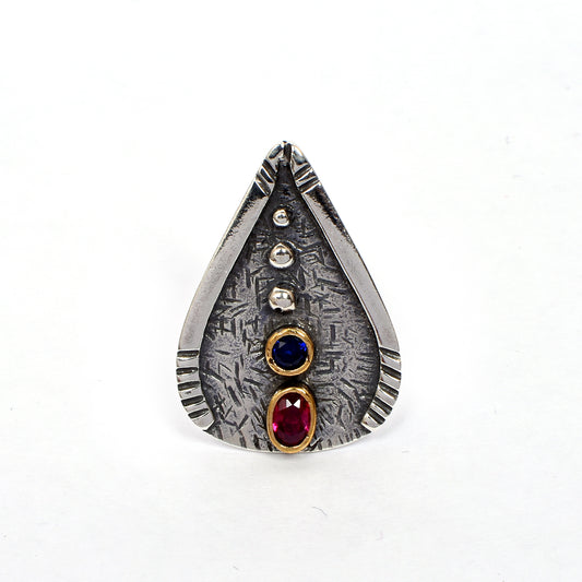 🎨 Dual Gemstone Teardrop Ring