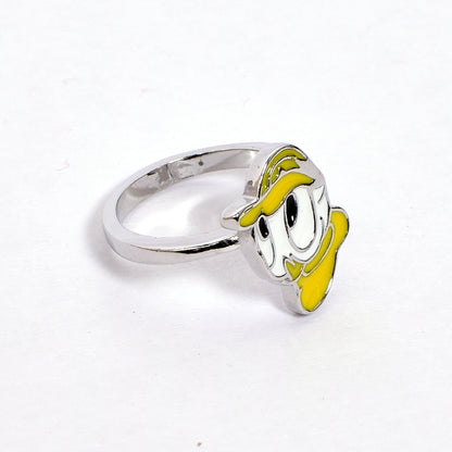 Kids Silver Ring – Yellow Duck Charm Design (Size 3)