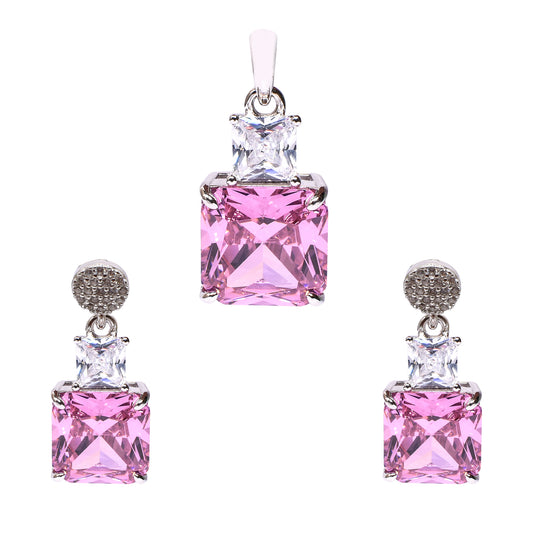 💗 Pink Gemstone Pendant Set