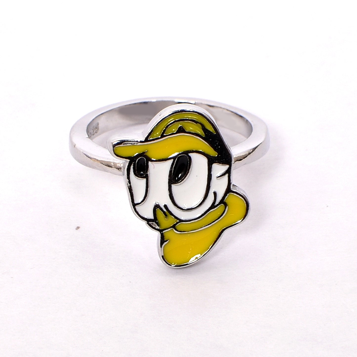 Kids Silver Ring – Yellow Duck Charm Design (Size 3)