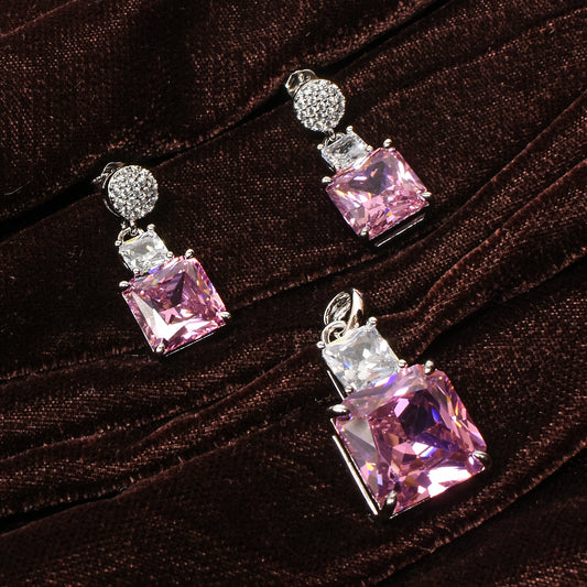 💗 Pink Gemstone Pendant Set