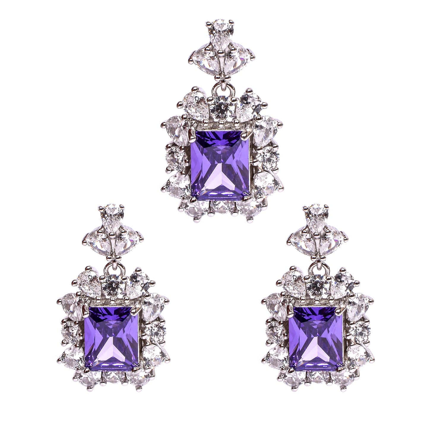 💜 Purple Gemstone Pendant Set