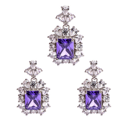 💜 Purple Gemstone Pendant Set