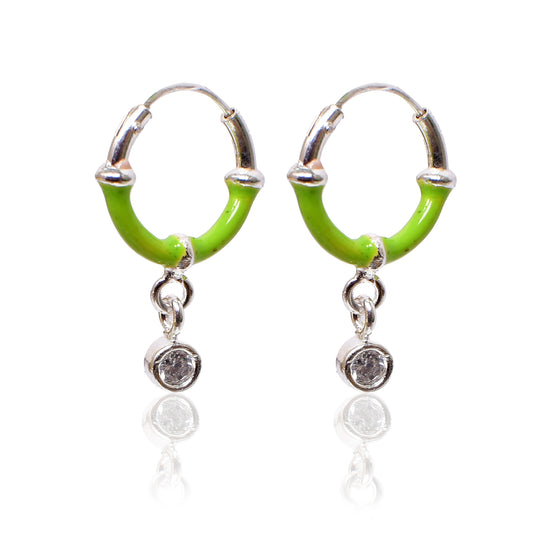 💚 Kids Hoop Earrings with Gem Charm