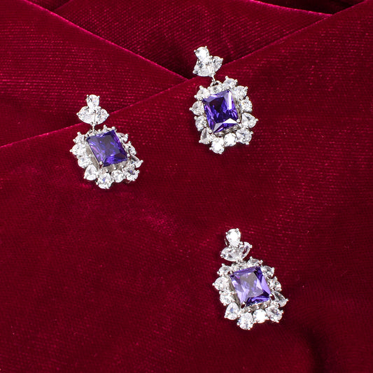 💜 Purple Gemstone Pendant Set