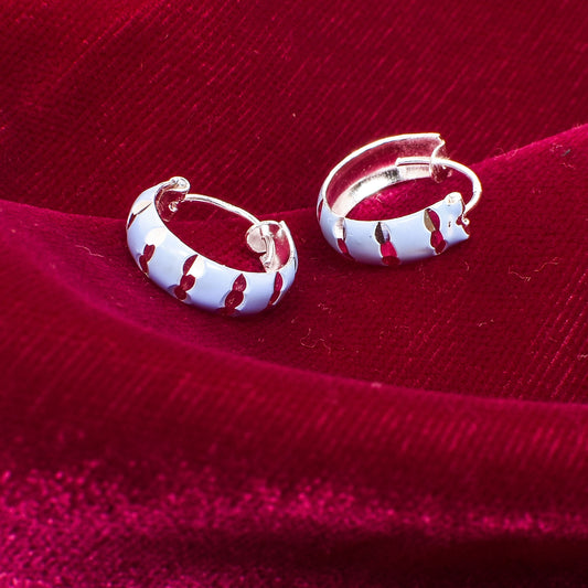 💙 Kids Blue Hoop Earrings with Silver Pattern