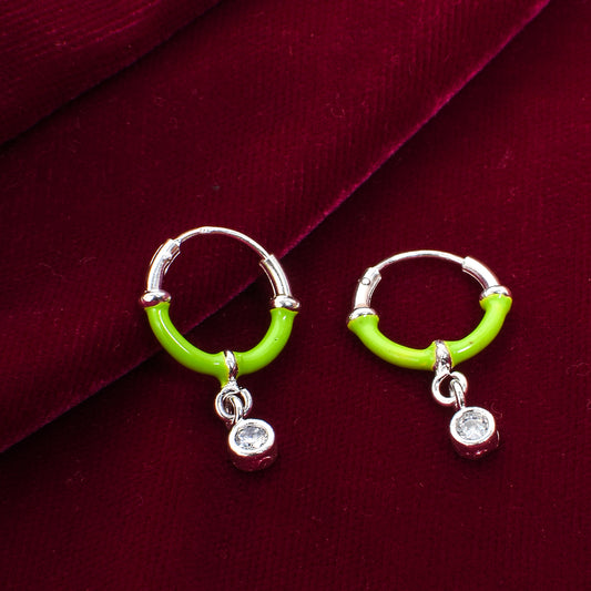 💚 Kids Hoop Earrings with Gem Charm