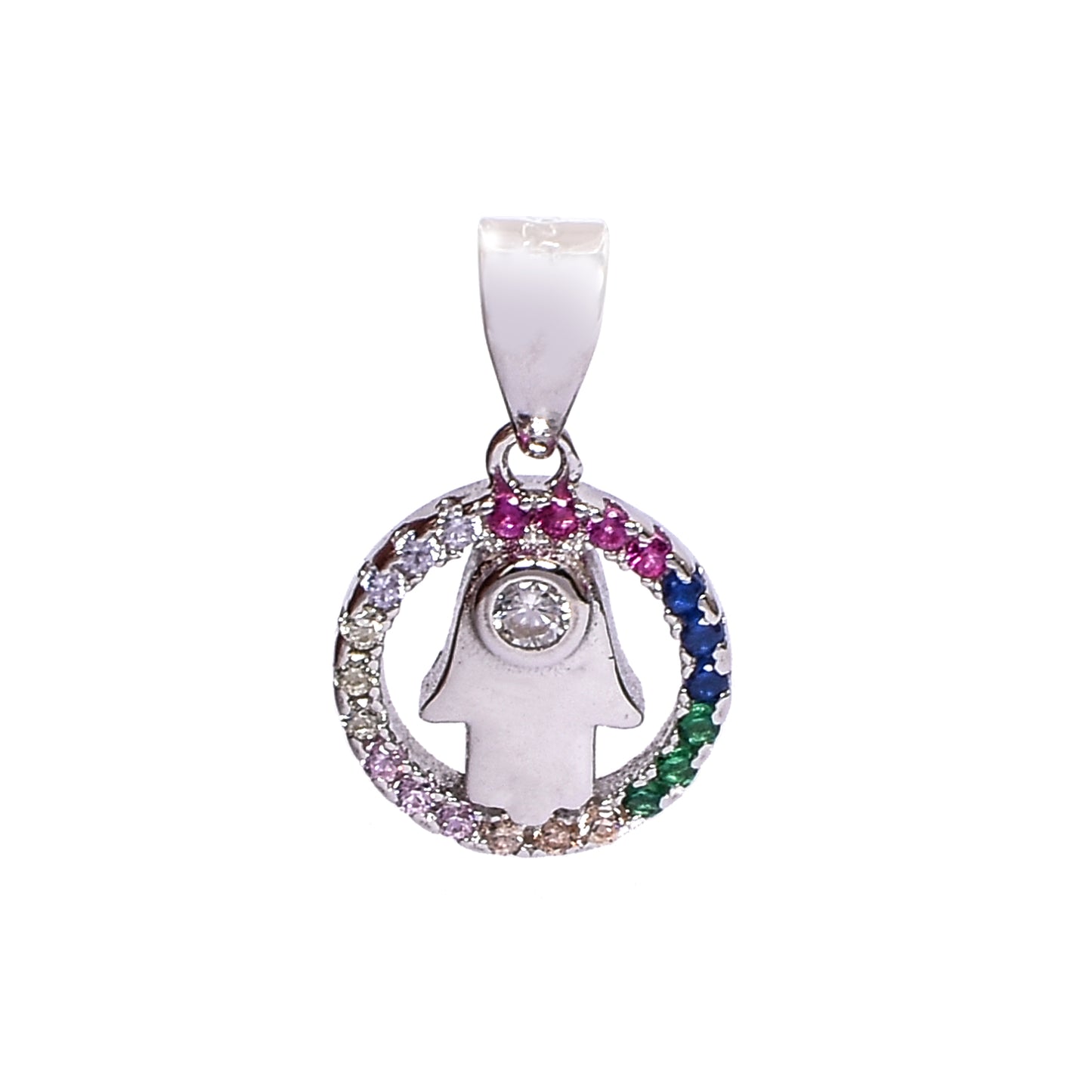 Multicolour Hamsa Pendant Set – Symbolic Elegance for Women (Pendant 1.5 cm | Earrings 0.75 cm)