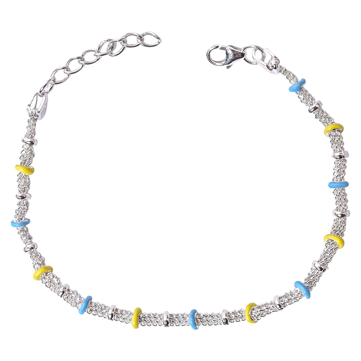 🌟 Kids Silver Anklet with Color Rings