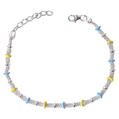 🌟 Kids Silver Anklet with Color Rings