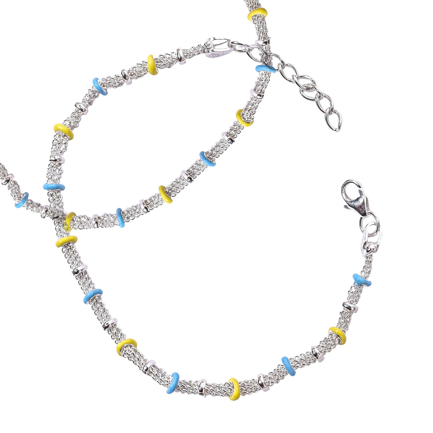 🌟 Kids Silver Anklet with Color Rings