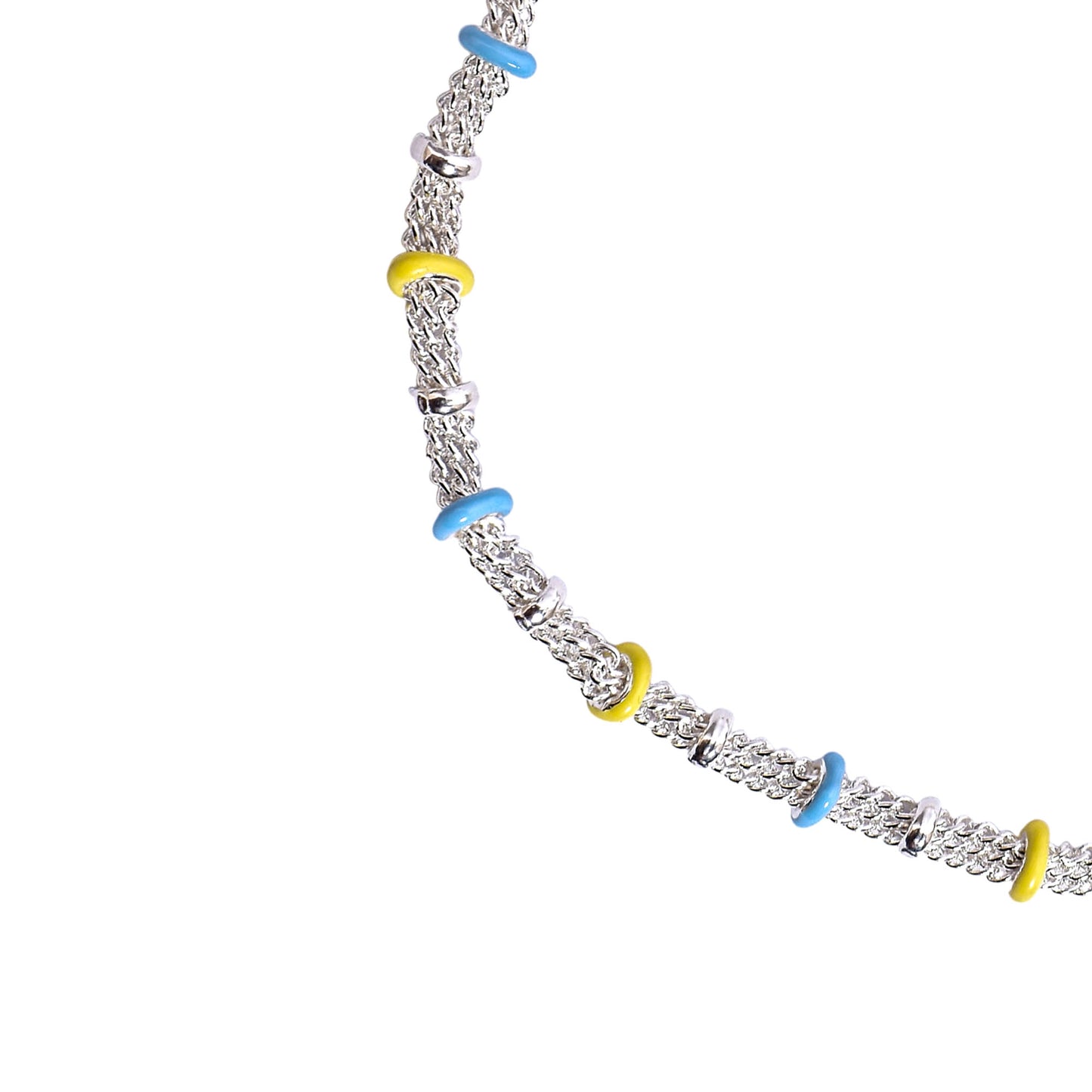 🌟 Kids Silver Anklet with Color Rings