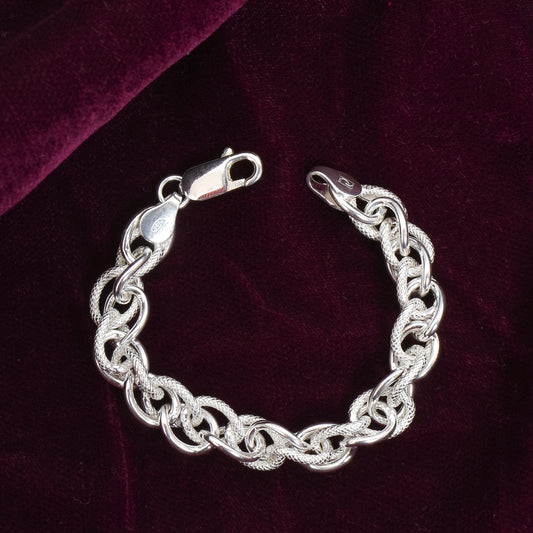 Kids Silver Bracelet – Interwoven Link Design (12.3 cm)