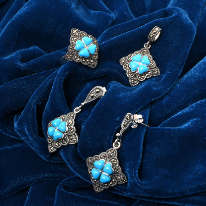 💙 Turquoise Heart Pendant Set with Ring