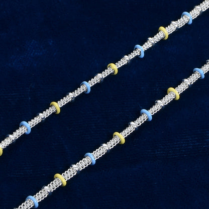 🌟 Kids Silver Anklet with Color Rings