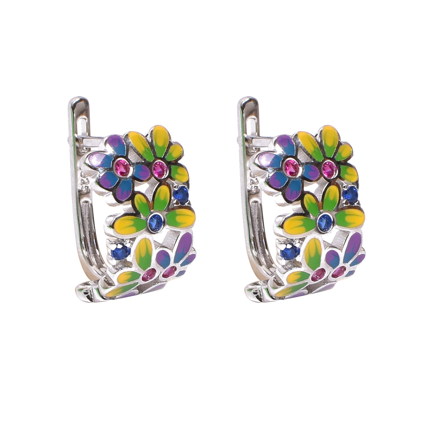 Multicolour Floral Jewellery Set –Pendant, Earrings & Ring