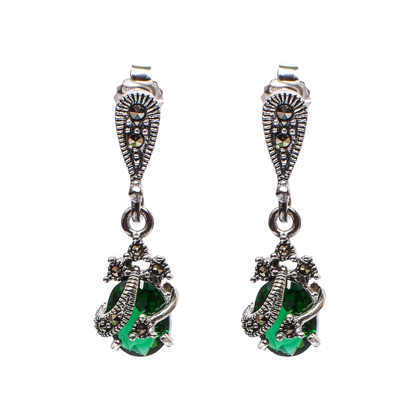 Emerald Serpent Jewellery Set – Pendant, Earrings & Ring