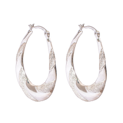 Women’s Silver Hoop Earrings – Twisted Texture Design (Size 3.75 cm)