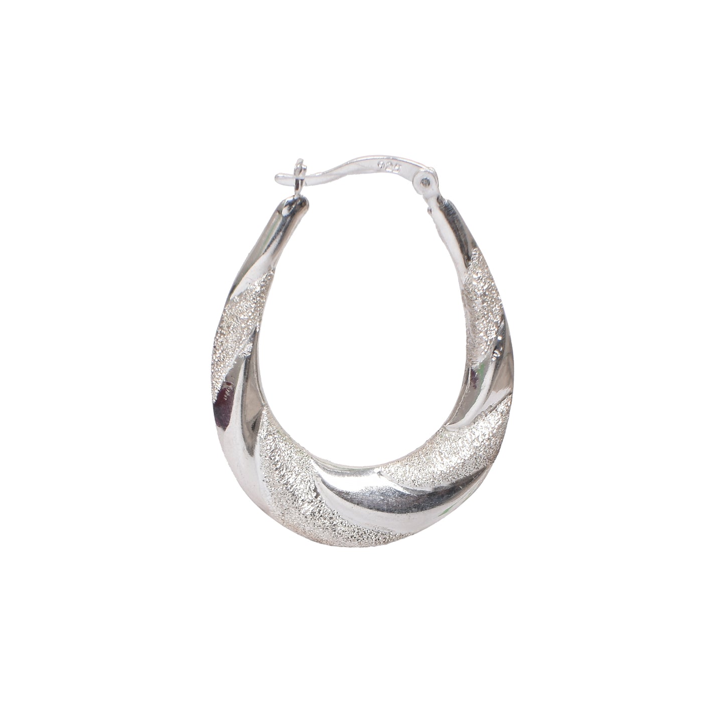 Women’s Silver Hoop Earrings – Twisted Texture Design (Size 3.75 cm)