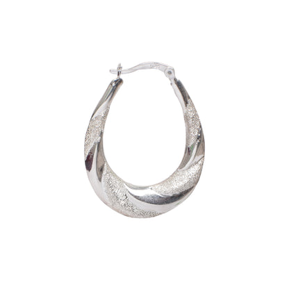 Women’s Silver Hoop Earrings – Twisted Texture Design (Size 3.75 cm)