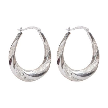 Women’s Silver Hoop Earrings – Twisted Texture Design (Size 3.75 cm)
