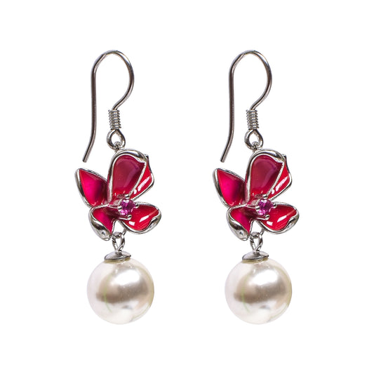 🌸 Fuchsia Pink Floral Drop Earrings