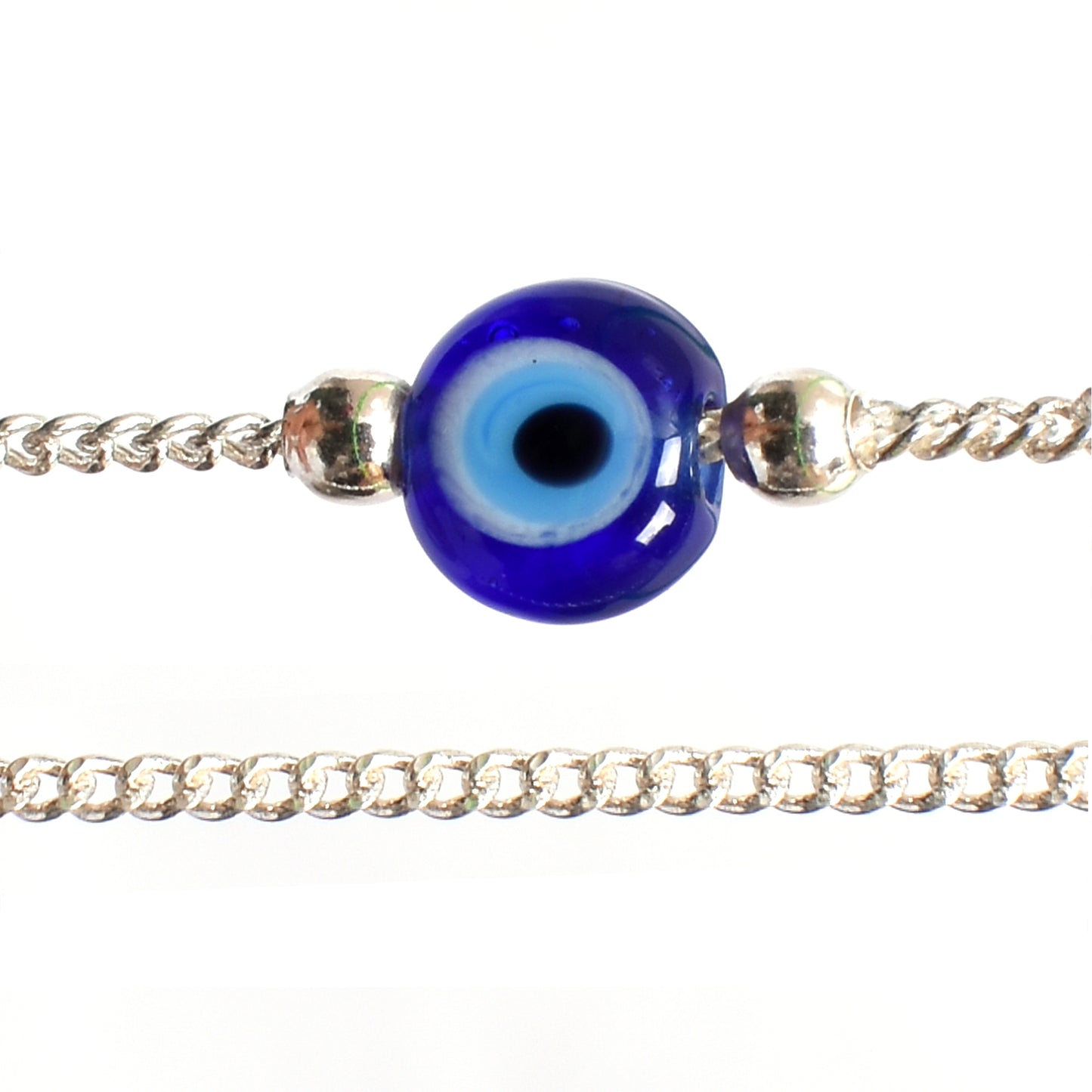Women’s Silver Evil Eye Bracelet – Protective Talisman Design (Size 7.5 inch)