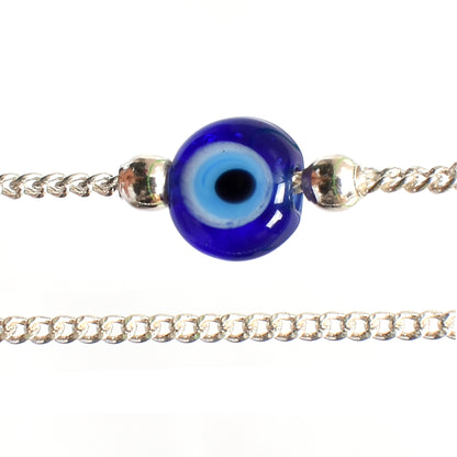 Women’s Silver Evil Eye Bracelet – Protective Talisman Design (Size 7.5 inch)