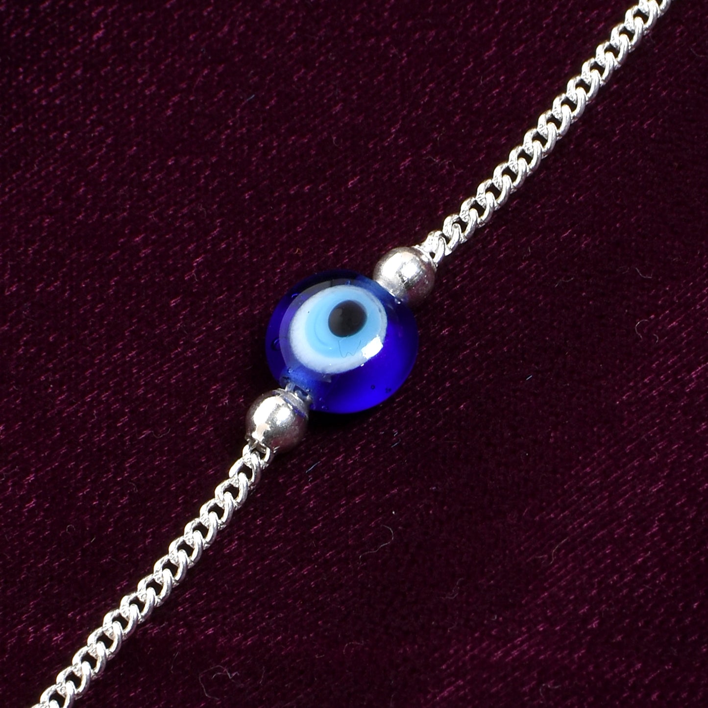 Women’s Silver Evil Eye Bracelet – Protective Talisman Design (Size 7.5 inch)