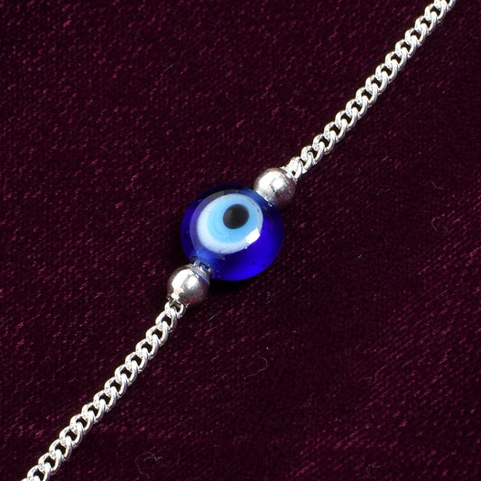 Women’s Silver Evil Eye Bracelet – Protective Talisman Design (Size 7.5 inch)