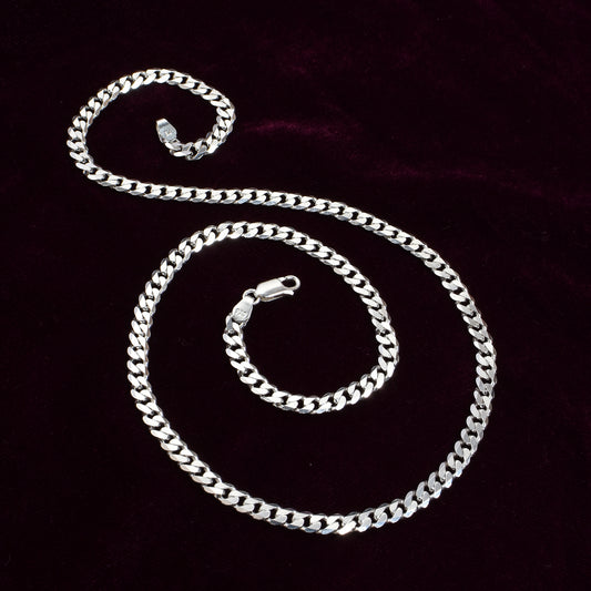 Women’s & Unisex Silver Chain Necklace – Curb Link Design (Size 20 inch)
