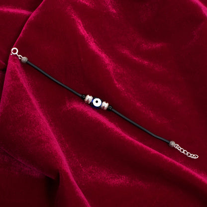 Women’s Silver Evil Eye Bracelet – Protective Charm Design (Size 5.5 inch)