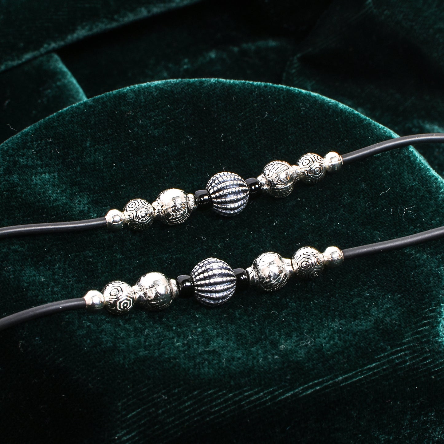 Handcrafted Silver Beaded Anklet