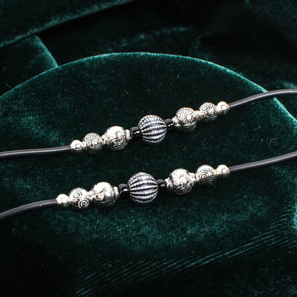 Handcrafted Silver Beaded Anklet