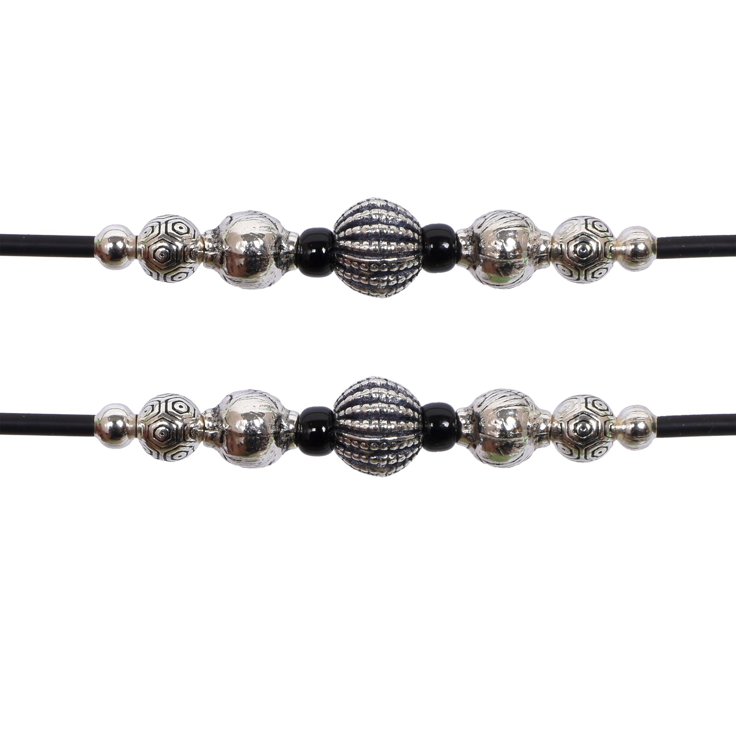 Handcrafted Silver Beaded Anklet
