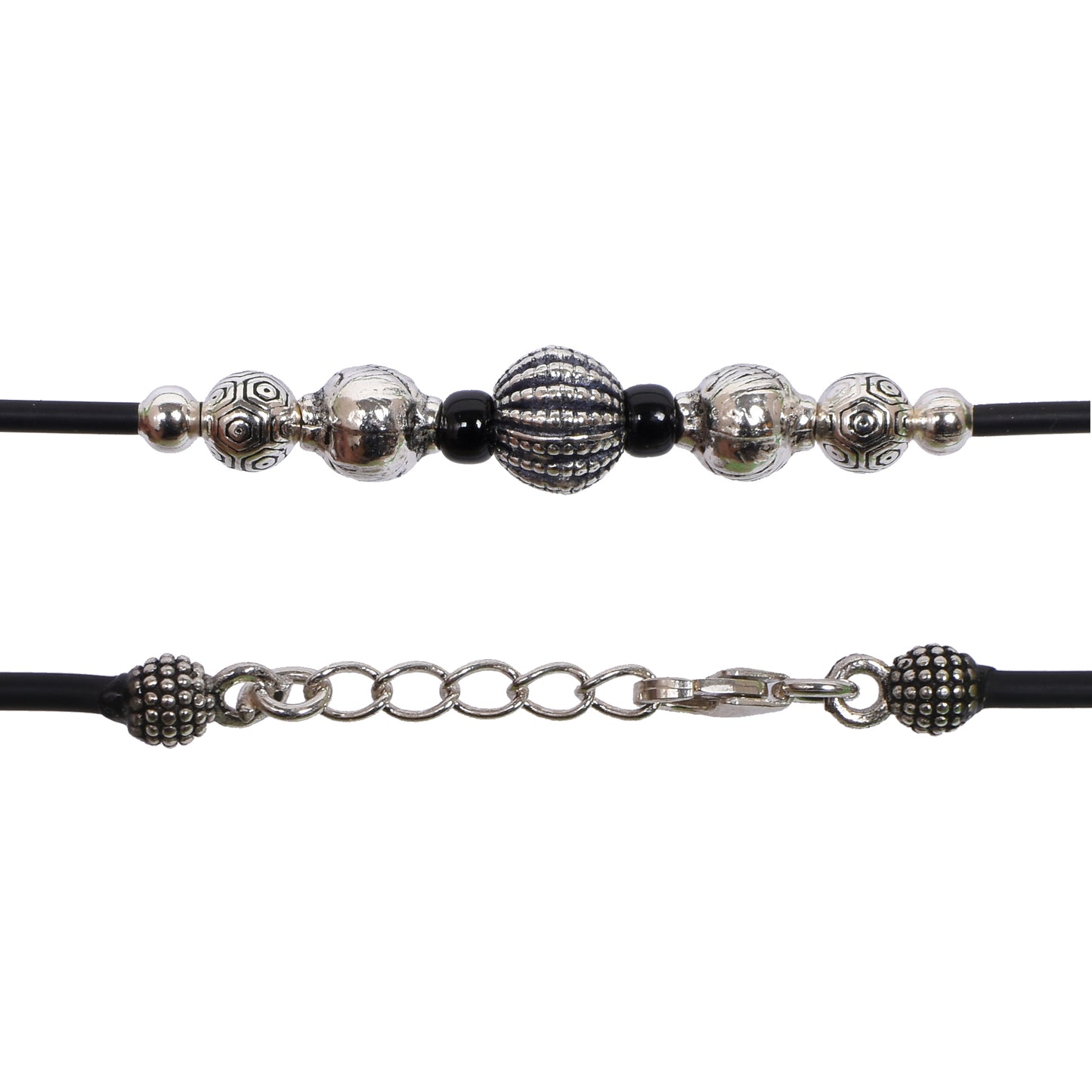 Handcrafted Silver Beaded Anklet