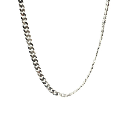 Women’s & Unisex Silver Chain Necklace – Curb Link Design (Size 20 inch)