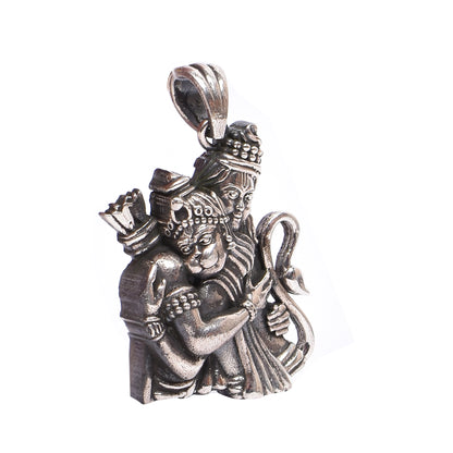 Hanuman-Rama Embrace Pendant – Antique Finish (4.5 cm)