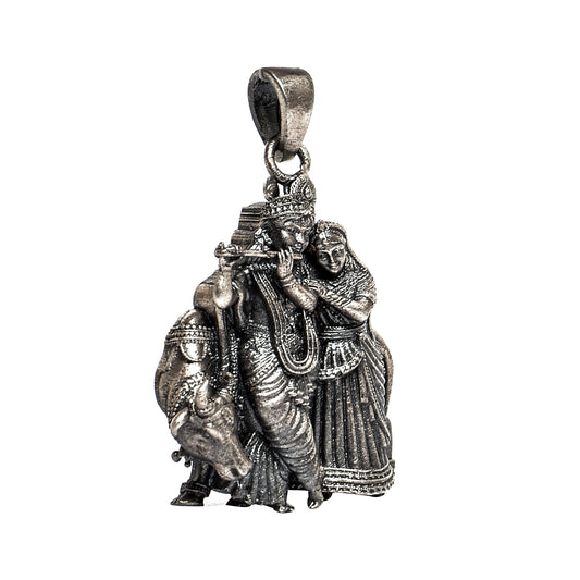 Krishna-Radha Pendant – Antique Finish (3.5 cm)