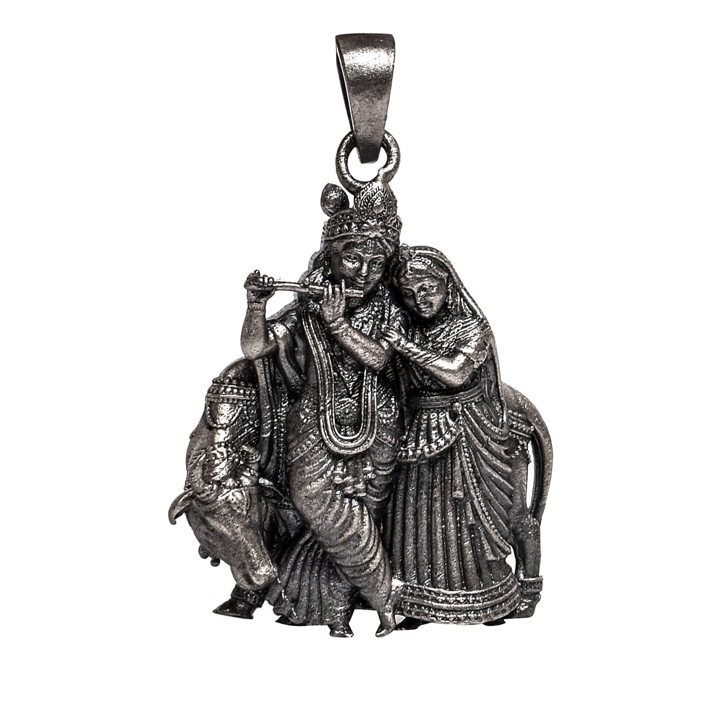 Krishna-Radha Pendant – Antique Finish (3.5 cm)