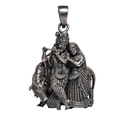 Krishna-Radha Pendant – Antique Finish (3.5 cm)