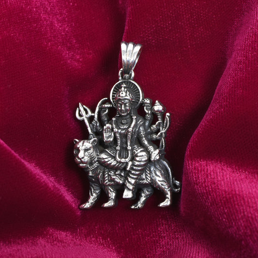 Goddess Durga Pendant – Antique Finish (4.5 cm)